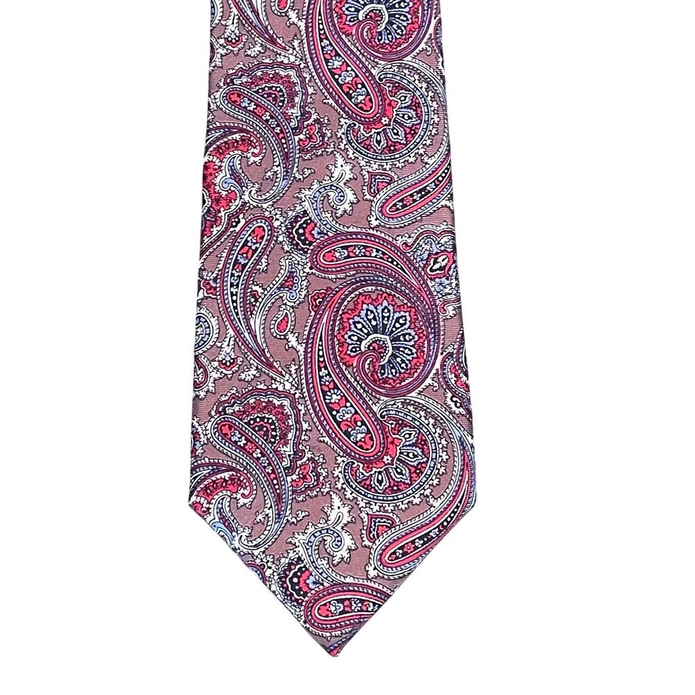 Vintage Andhurst Red Blue Paisley Silk Tie, Made in USA, 58"